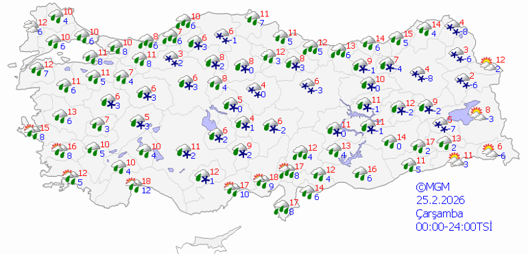 SON DAKİKA HAVA DURUMU TAHMİNLERİ İL İL | Bugün (25 Şubat) hava nasıl olacak İstanbulda yağmur ve kar var mı Meteoroloji Uzmanı kar yağışı için tarih verdi 10 il için sağanak uyarısı...
