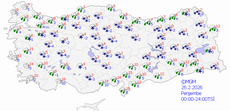 KAR YAĞIŞI GERİ DÖNÜYOR | Son dakika hava durumu tahminleri il il yayınlandı Bugün (26 Şubat) hava nasıl olacak İstanbulda kar var mı Meteoroloji ve İstanbul Valiliği saat vererek uyardı