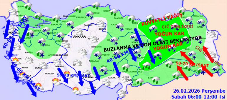 KAR YAĞIŞI GERİ DÖNÜYOR | Son dakika hava durumu tahminleri il il yayınlandı Bugün (26 Şubat) hava nasıl olacak İstanbulda kar var mı Meteoroloji ve İstanbul Valiliği saat vererek uyardı