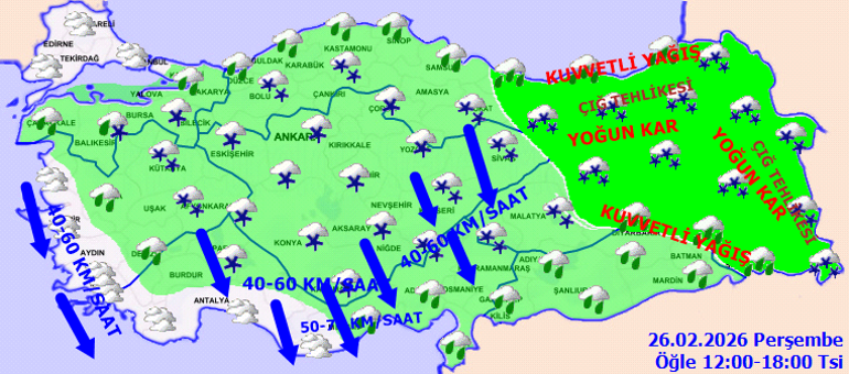 KAR YAĞIŞI GERİ DÖNÜYOR | Son dakika hava durumu tahminleri il il yayınlandı Bugün (26 Şubat) hava nasıl olacak İstanbulda kar var mı Meteoroloji ve İstanbul Valiliği saat vererek uyardı