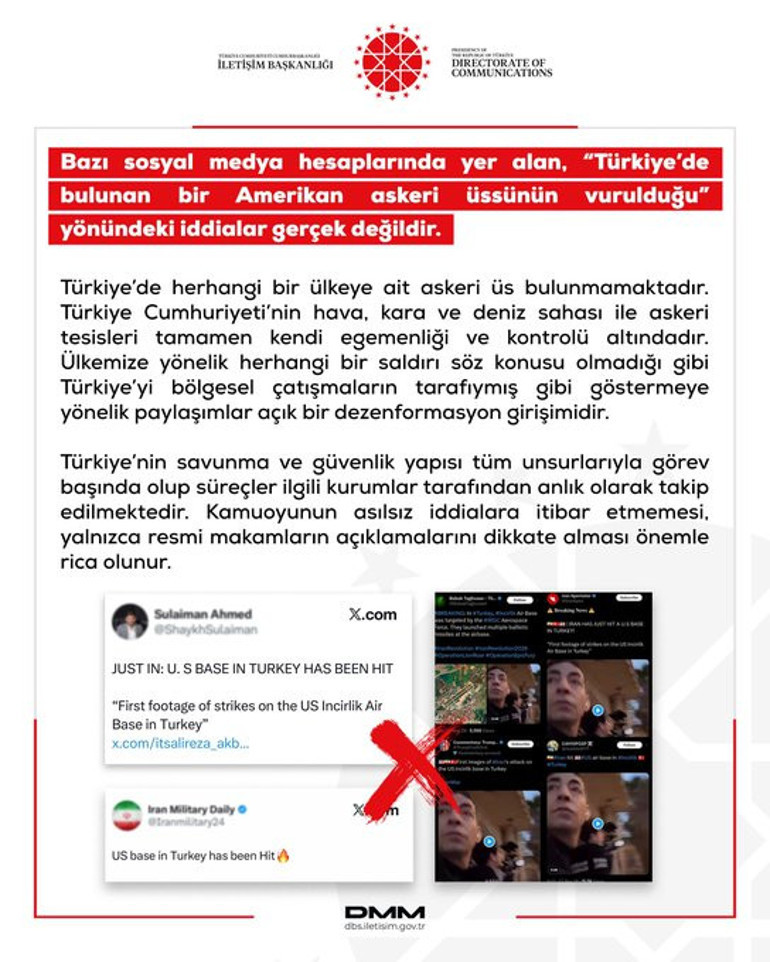 Türkiyede ABD üssünü vuruldu iddiasına yalanlama