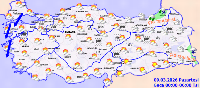 SON DAKİKA HAVA DURUMU TAHMİNLERİ İL İL | Bugün (9 Mart) hava nasıl olacak Yeni haftada yağmur ve kar var mı Meteorolojiden 3 ile kar yağışı uyarısı