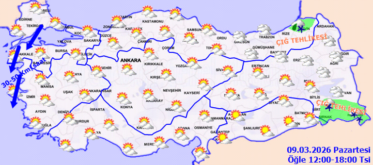 SON DAKİKA HAVA DURUMU TAHMİNLERİ İL İL | Bugün (9 Mart) hava nasıl olacak Yeni haftada yağmur ve kar var mı Meteorolojiden 3 ile kar yağışı uyarısı