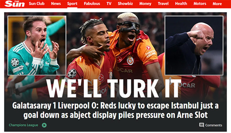 İngiltere, Galatasarayın Liverpool zaferini konuşuyor: Ağır yenilgiden kurtuldukları için şanslılar Cehennemde acı son