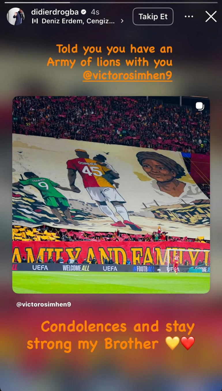 Drogbadan Osimhene mesaj Bir ordun olduğunu söylemiştim