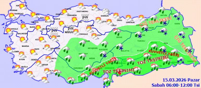 Son dakika hava durumu tahminleri il il yayınlandı | Bugün (15 Mart) hava nasıl olacak İstanbulda yağmur yağacak mı Meteorolojiden 5 ile kuvvetli sağanak ve kar yağışı uyarısı