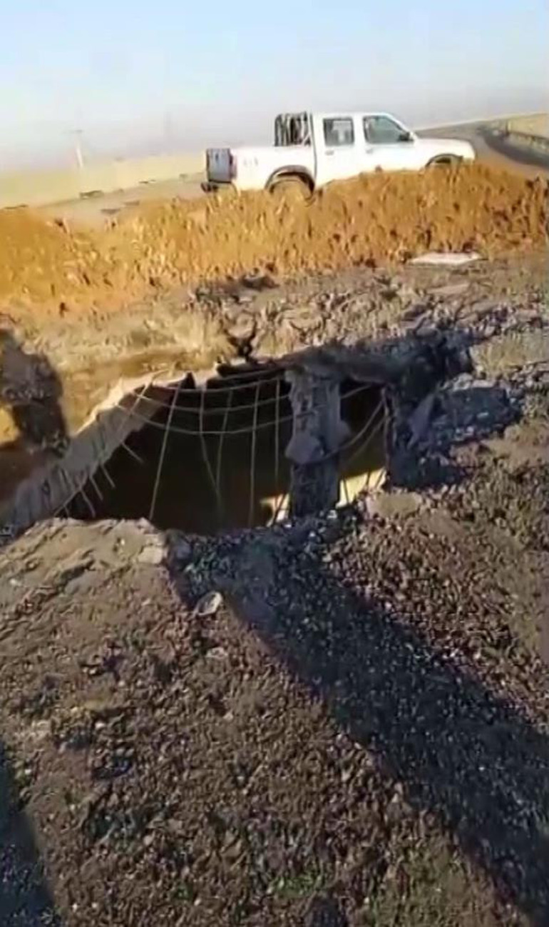 İranda yeri delen füzenin şarapnel parçasının isabet etmesiyle genç şoföre mezar olan TIRın görüntüsü ortaya çıktı