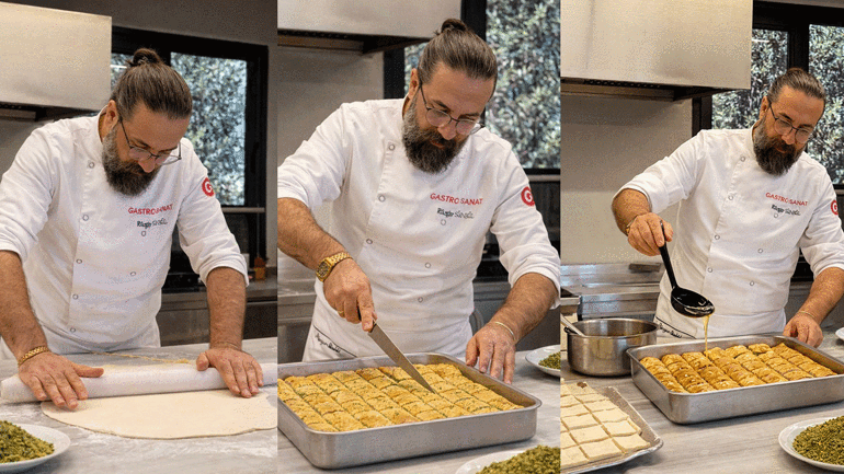 Şef Rüzgar Sünbülden bayram sofralarına özel fıstıklı baklava tarifi