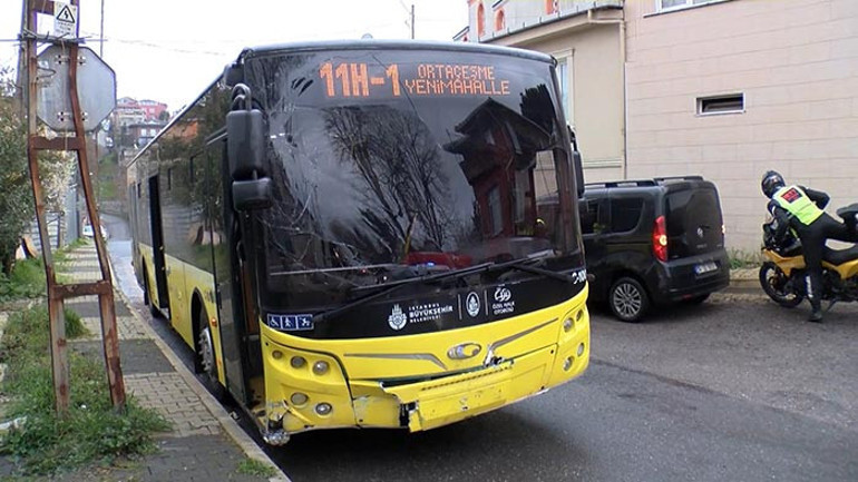 Beykozda İETT otobüsü direğe çarptı: 4 kişi yaralandı