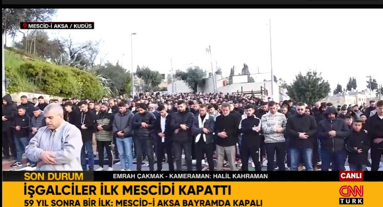 59 yıl sonra bir ilk Mescid-i Aksada ibadet yasağı Bayram namazı kılanlara müdahale