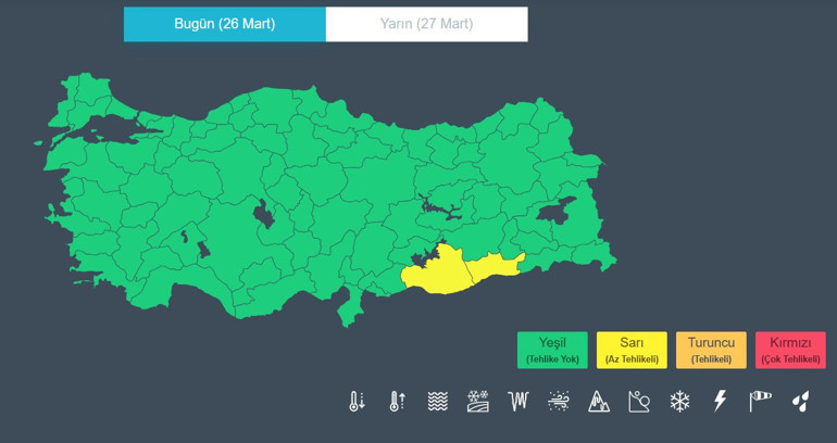 İki il için sarı kodlu alarm: Meteorolojiden bölge bölge sağanak yağış uyarısı