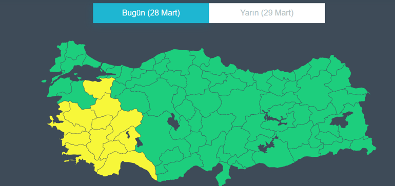12 ilde sarı kodlu alarm Meteorolojiden kuvvetli yağış, fırtına ve çığ tehlikesi uyarısı