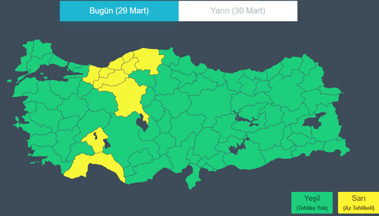 10 il için sarı kodlu alarm Meteorolojiden sağanak yağış ve fırtına uyarısı