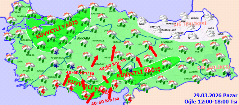 10 il için sarı kodlu alarm Meteorolojiden sağanak yağış ve fırtına uyarısı