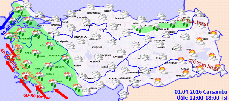 SON DAKİKA HAVA DURUMU TAHMİNLERİ İL İL METEOROLOJİ | Bugün (1 Nisan) hava nasıl olacak İstanbulda yağmur yağacak mı Meteorolojiden toz taşınımı ve sağanak uyarısı