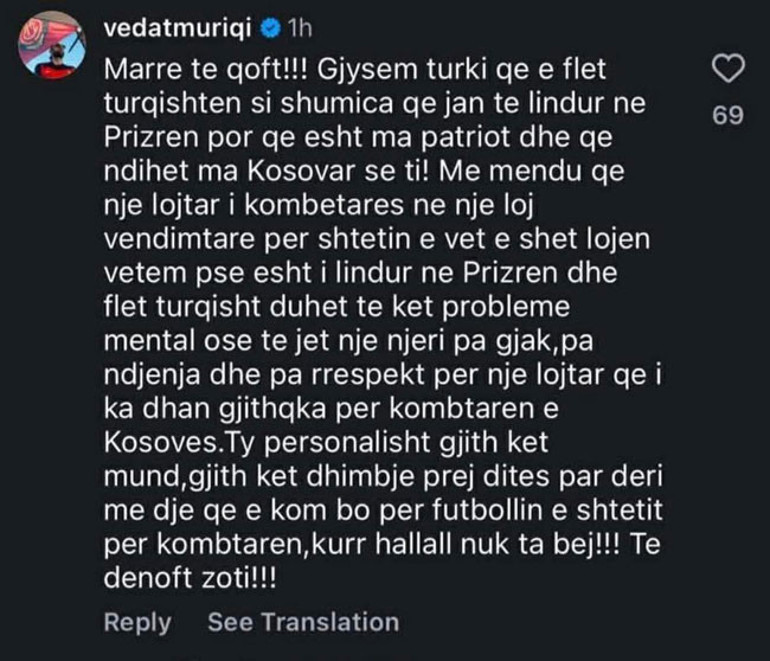 Kosova-Türkiye maçı sonrası Vedat Muriqi ateş püskürdü Maçı satacağımı düşünüyorsan Allah seni kahretsin