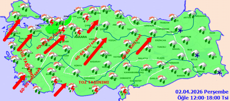 Günün Son dakika hava durumu tahminleri il il | Bugün (2 Nisan) hava nasıl olacak İstanbulda yağmur yağacak mı Meteorolojiden kar, sağanak yağış ve toz taşınımı uyarısı