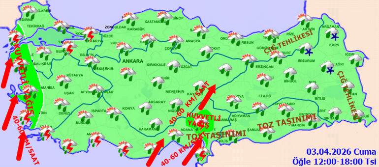 SON DAKİKA SAĞANAK UYARISI | Bugün (3 Nisan) hava nasıl olacak İstanbulda yağmur var mı Meteoroloji hava durumu tahminleri il il yayınlandı