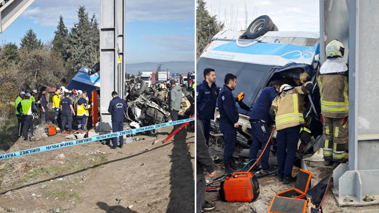 Son dakika... Ankarada feci kaza Özel halk otobüsü üst geçidin ayağına çarptı: 5 can kaybı