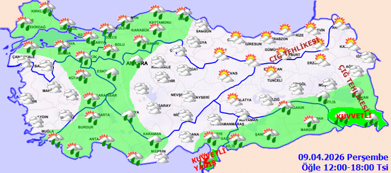 GÜNÜN HAVA DURUMU TAHMİNLERİ İL İL | Bugün (9 Nisan) hava nasıl olacak İstanbulda bu hafta yağmur var mı Meteorolojiden son dakika sağanak ve kar uyarısı