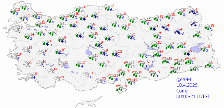 Bugün (10 Nisan) hava nasıl olacak Bugün İstanbulda yağmur var mı Meteoroloji hava durumu tahminleri il il yayınlandı Son dakika kar ve sağanak uyarısı...