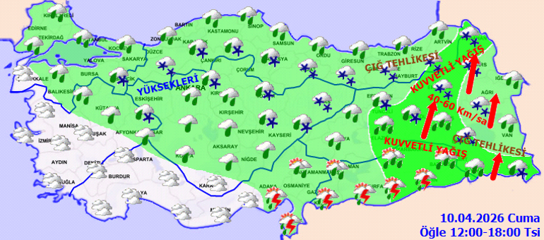 Bugün (10 Nisan) hava nasıl olacak Bugün İstanbulda yağmur var mı Meteoroloji hava durumu tahminleri il il yayınlandı Son dakika kar ve sağanak uyarısı...