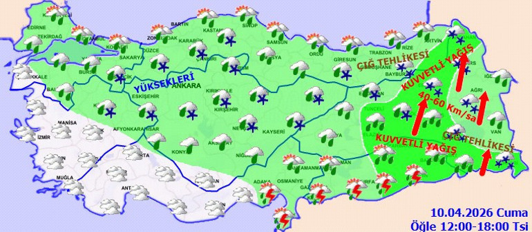  Sağanak yağış, kar, fırtına ve zirai don uyarısı | İşte alarm verilen iller