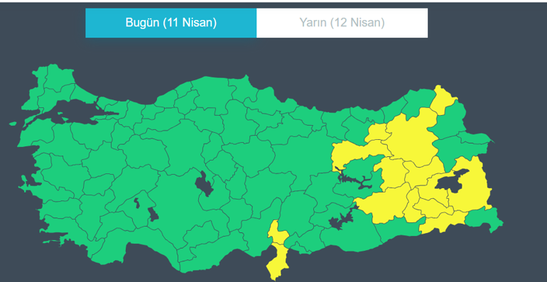 Meteorolojiden 14 il için sarı kodlu uyarı Kuvvetli yağış, kar, fırtına ve çığ tehlikesine dikkat