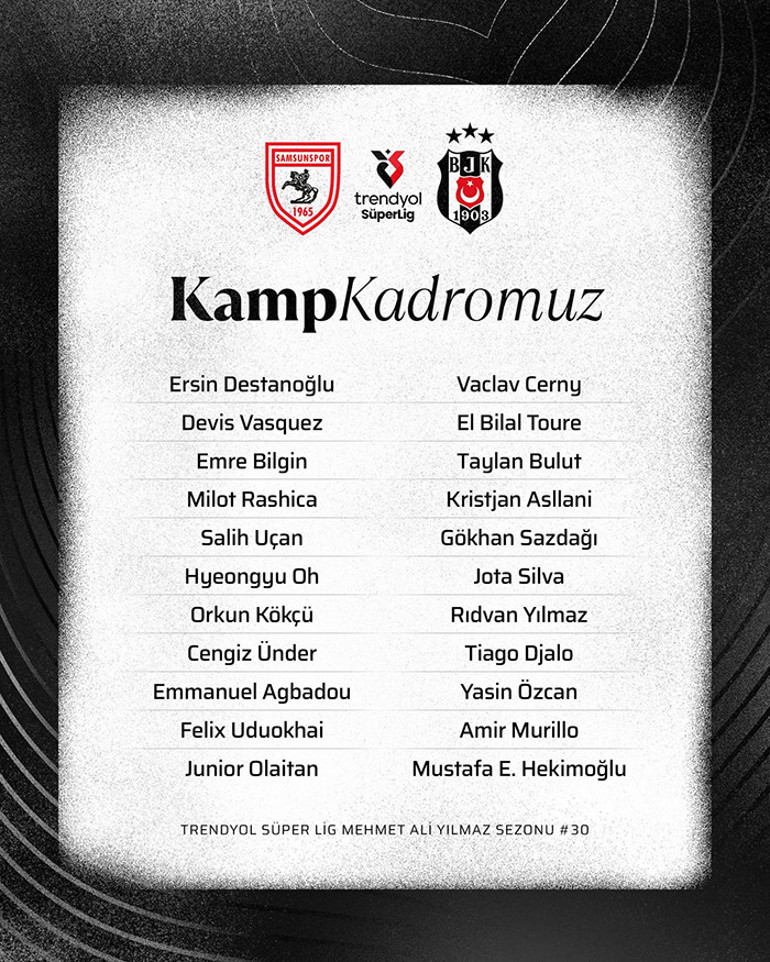 Beşiktaşın Samsunspor maçı kamp kadrosu açıklandı