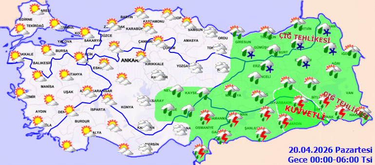 Son dakika hava durumu tahminleri 20 Nisan 2026 | Bugün hava nasıl olacak Yeni haftada yağmur yağacak Meteorolojiden 6 ile sağanak uyarısı