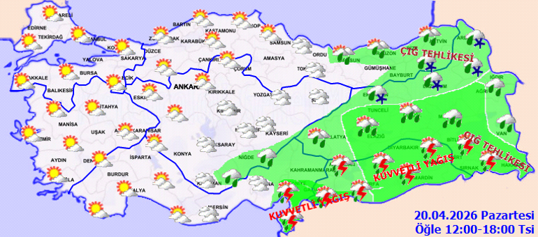 Son dakika hava durumu tahminleri 20 Nisan 2026 | Bugün hava nasıl olacak Yeni haftada yağmur yağacak Meteorolojiden 6 ile sağanak uyarısı
