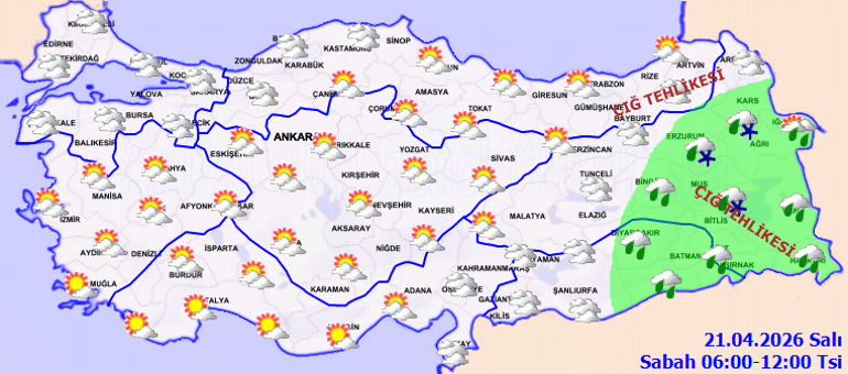 SON DAKİKA SAĞANAK UYARISI - GÜNÜN HAVA RAPORU | Bugün (21 Nisan) hava nasıl olacak İstanbulda yağmur yağacak mı Sıcaklıklar yeniden düşüyor... Meteoroloji hava durumu tahminleri il il yayınlandı