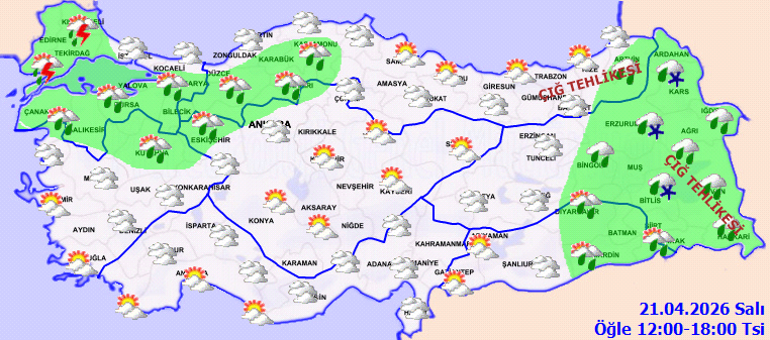 SON DAKİKA SAĞANAK UYARISI - GÜNÜN HAVA RAPORU | Bugün (21 Nisan) hava nasıl olacak İstanbulda yağmur yağacak mı Sıcaklıklar yeniden düşüyor... Meteoroloji hava durumu tahminleri il il yayınlandı