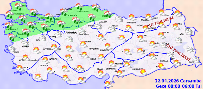 SON DAKİKA BU İLLERE KUVVETLİ YAĞIŞ UYARISI | Hava durumu tahminleri il il yayınlandı Bugün (22 Nisan) hava nasıl olacak İstanbulda yağmur yağacak mı Sel ve su baskınlarına dikkat