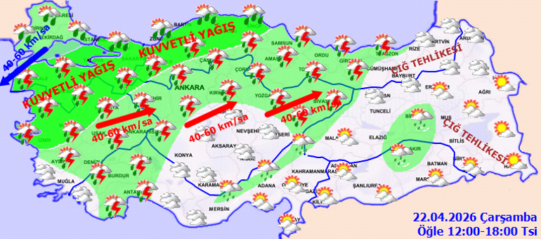 SON DAKİKA BU İLLERE KUVVETLİ YAĞIŞ UYARISI | Hava durumu tahminleri il il yayınlandı Bugün (22 Nisan) hava nasıl olacak İstanbulda yağmur yağacak mı Sel ve su baskınlarına dikkat