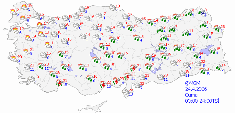 Bugün hava nasıl olacak İstanbulda yağmur yağacak Son dakika hava durumu 24 Nisan 2026 yayınlandı: Meteorolojiden 8 ile kuvvetli yağış uyarısı