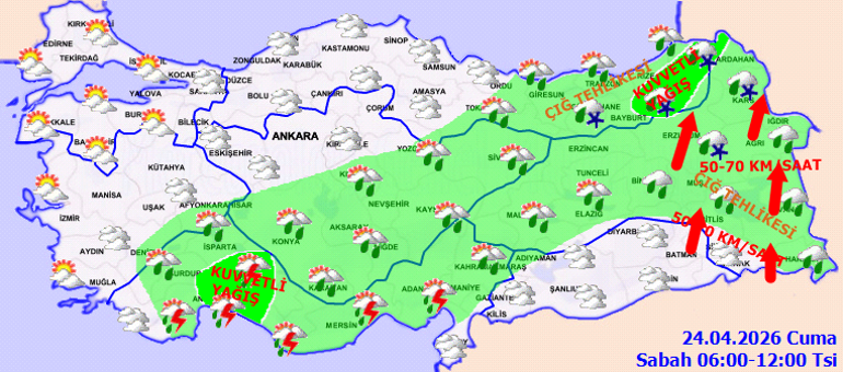 Bugün hava nasıl olacak İstanbulda yağmur yağacak Son dakika hava durumu 24 Nisan 2026 yayınlandı: Meteorolojiden 8 ile kuvvetli yağış uyarısı