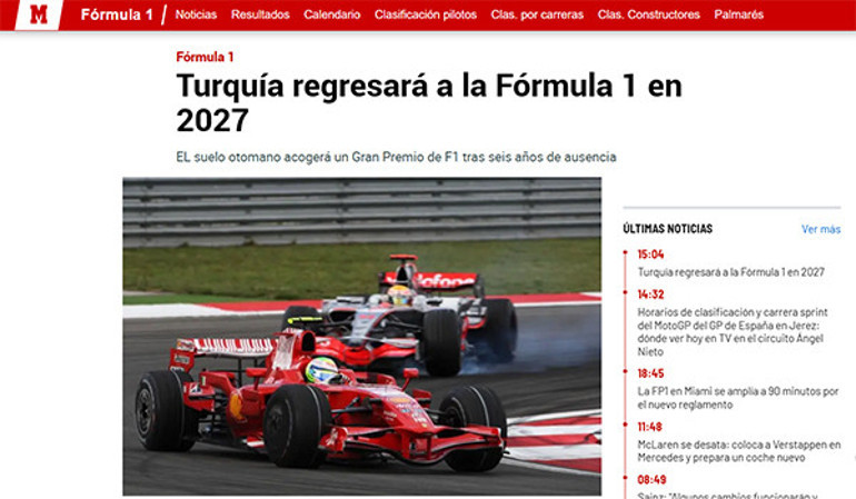 Formula 1in Türkiyeye dönüşü dünya basınında yankı uyandırdı İkonik yarış geri dönüyor Unutulmaz İstanbul pisti yeniden F1de