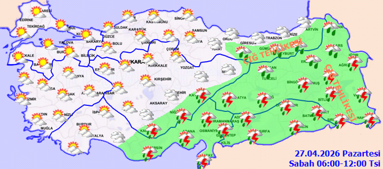 Bugünün Hava durumu tahminleri il il 27 Nisan 2026 | Yeni haftada hava nasıl olacak Bugün yağmur var mı Meteorolojiden son dakika uyarı: Sağanak yağış geri geliyor