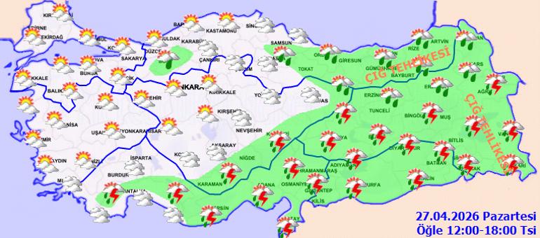 Bugünün Hava durumu tahminleri il il 27 Nisan 2026 | Yeni haftada hava nasıl olacak Bugün yağmur var mı Meteorolojiden son dakika uyarı: Sağanak yağış geri geliyor