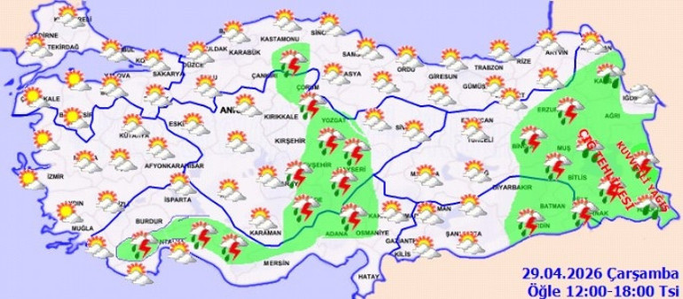  Yarın başlıyor Kuvvetli fırtına ve gök gürültülü yağış uyarısı... Meteoroloji saat verdi