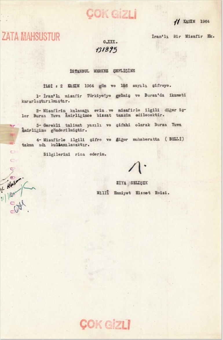  MİT, Humeyni ile ilgili çok gizli belgeyi paylaştı