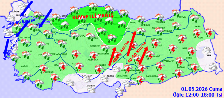 GÜNÜN SON DAKİKA HAVA DURUMU TAHMİNLERİ İL İL | Sağanak yağış ve soğuk hava geri geliyor Bugün (1 Mayıs) hava nasıl olacak İstanbulda yağmur var mı Meteoroloji saat vererek uyardı