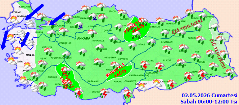 SON DAKİKA SAĞANAK YAĞIŞ UYARISI | Bugün (2 Mayıs) hava nasıl olacak Hafta sonu İstanbulda yağmur var mı Meteoroloji hava durumu tahminleri il il yayınlandı: Sıcaklık 6 ila 7 derece düşecek