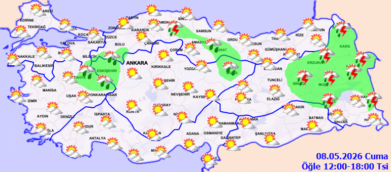 SAĞANAK YAĞIŞ PEK ÇOK İLDE GERİ GELİYOR | Son dakika hava durumu tahminleri il il yayınlandı Bugün (8 Mayıs) hava nasıl olacak İstanbulda yağmur var mı Meteoroloji saat vererek uyardı