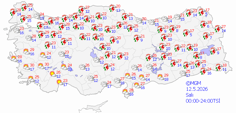 GÜNÜN HAVA DURUMU TAHMİNLERİ İL İL 12 MAYIS 2026 | Bugün hava nasıl olacak Bu hafta İstanbulda yağmur yağacak mı Meteorolojiden sağanak yağış uyarısı