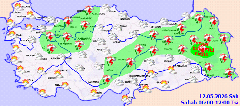 GÜNÜN HAVA DURUMU TAHMİNLERİ İL İL 12 MAYIS 2026 | Bugün hava nasıl olacak Bu hafta İstanbulda yağmur yağacak mı Meteorolojiden sağanak yağış uyarısı