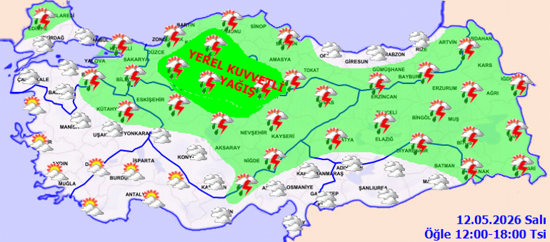 GÜNÜN HAVA DURUMU TAHMİNLERİ İL İL 12 MAYIS 2026 | Bugün hava nasıl olacak Bu hafta İstanbulda yağmur yağacak mı Meteorolojiden sağanak yağış uyarısı