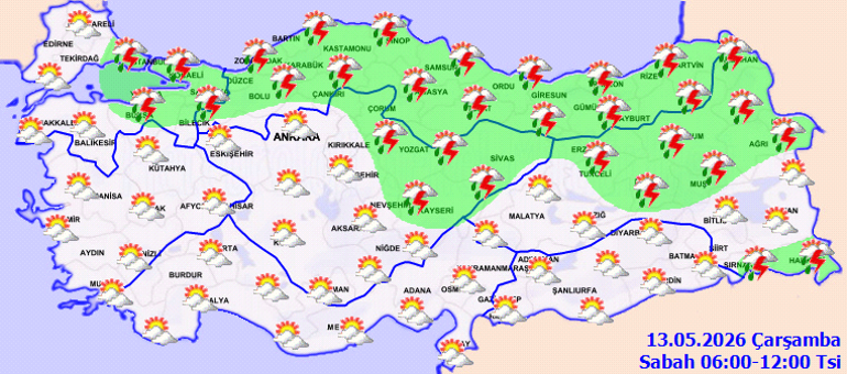 Son dakika hava durumu tahminleri il il Meteoroloji| Bugün (13 Mayıs) hava nasıl olacak İstanbulda yağmur var mı Meteorolojiden yağış uyarısı