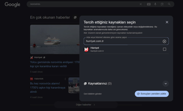 Hürriyeti Tercih Edilen Kaynaklar listenize ekleyin, haberi aldığınız adresi algoritma yerine siz belirleyin